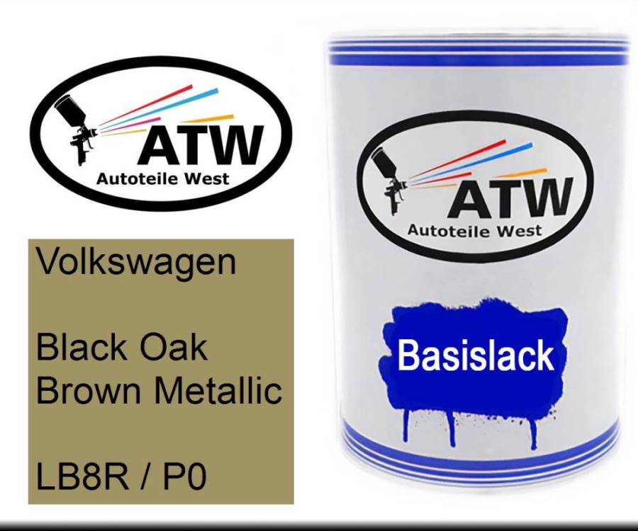 Volkswagen, Black Oak Brown Metallic, LB8R / P0: 500ml Lackdose, von ATW Autoteile West.